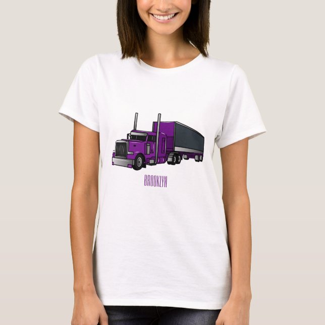 Tecknad för påhängsvagn lastbil t shirt (Framsida)