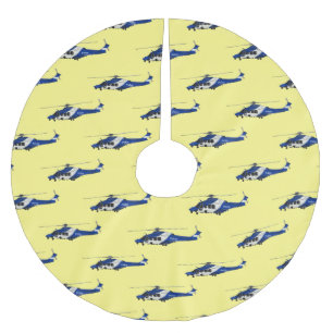 Tecknad för polishelikopter julgransmatta borstad polyester