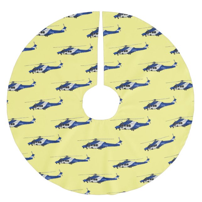 Tecknad för polishelikopter julgransmatta borstad polyester (Framsidan)