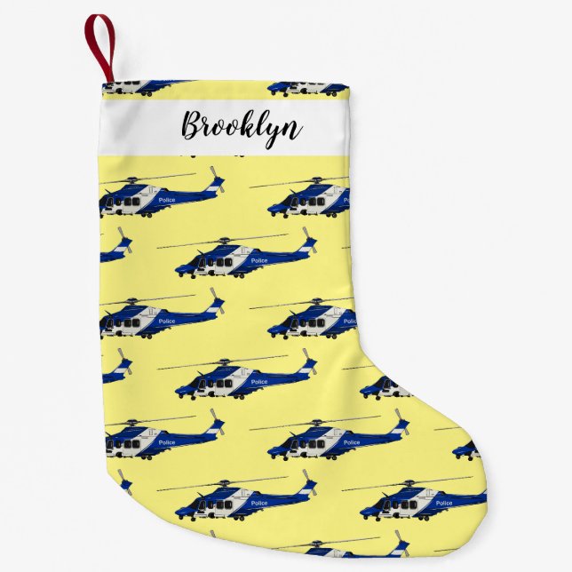 Tecknad för polishelikopter liten julstrumpa (Framsidan)