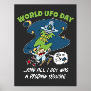 Tecknad för populär UFO-dagarssession (World UFO D Poster