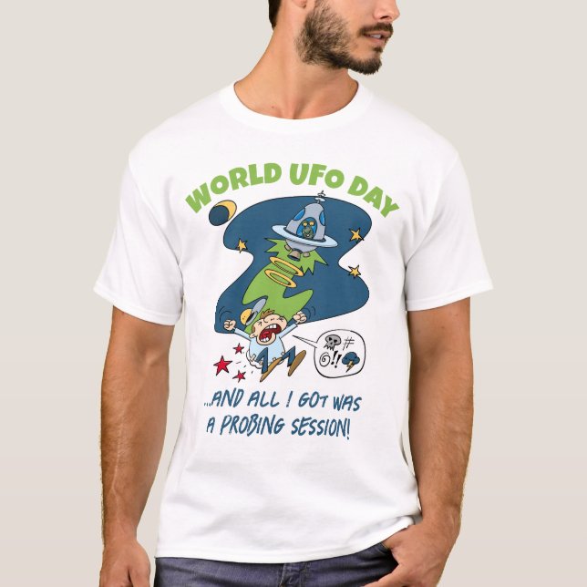Tecknad för populär UFO-dagarssession (World UFO D T Shirt (Framsida)