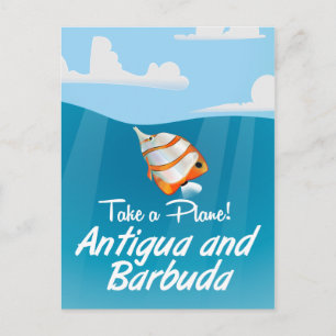 Tecknad för reseaffisch för Antigua och Barbuda he Vykort