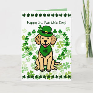 Tecknad för Retriever för St Patrick dag guld- Kort