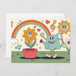 Tecknad för Retro Vykort