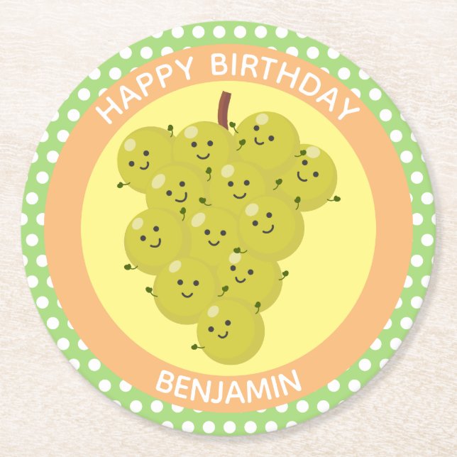 Tecknad för reunion av druvor underlägg papper rund (Framsidan)