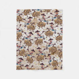 Tecknad för ridning för RodeoCowboytjur all över - Fleecefilt