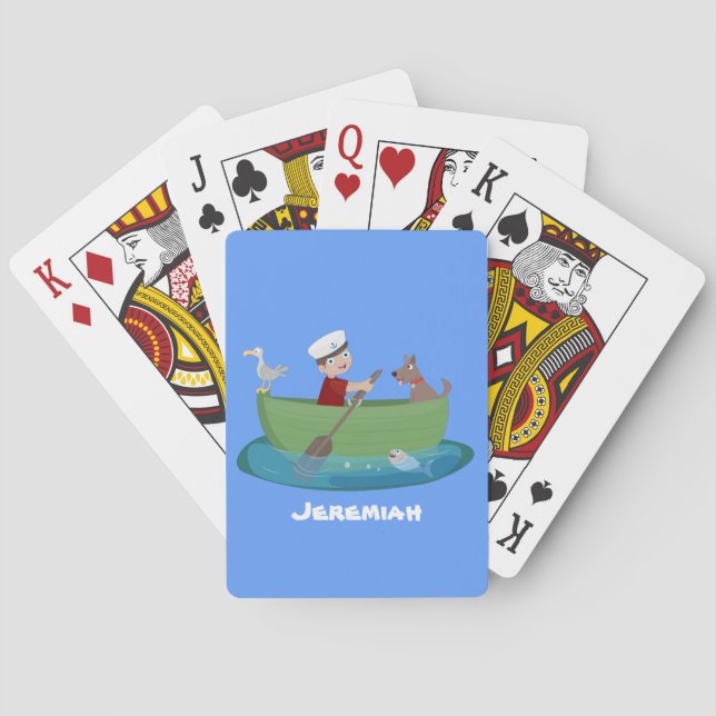 Tecknad för roddbåtsfartyg och hund casinokort (Baksidan)