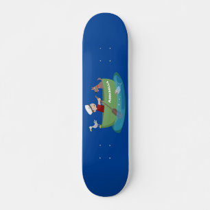 Tecknad för roddbåtsfartyg och hund mini skateboard bräda 18,5 cm