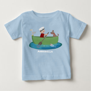 Tecknad för roddbåtsfartyg och hund t shirt