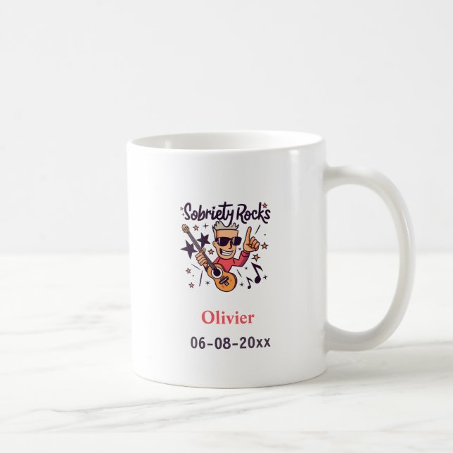 Tecknad för Roligt av Sten  Anpassat namn Soberdat Kaffemugg (Höger)