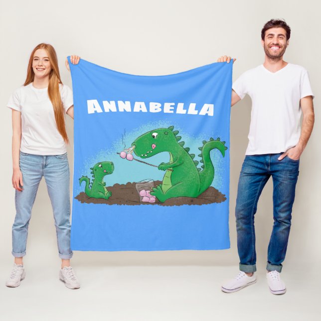 Tecknad för rostning av marshmallow för Cute-draka Fleecefilt (På plats)