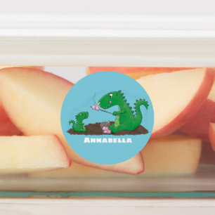 Tecknad för rostning av marshmallow för Cute-draka Klistermärke