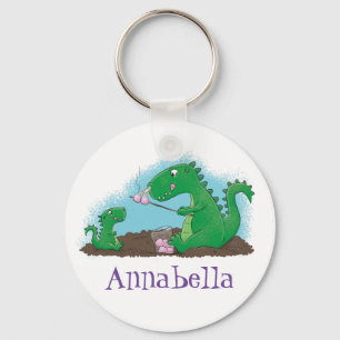 Tecknad för rostning av marshmallow för Cute-draka Nyckelring