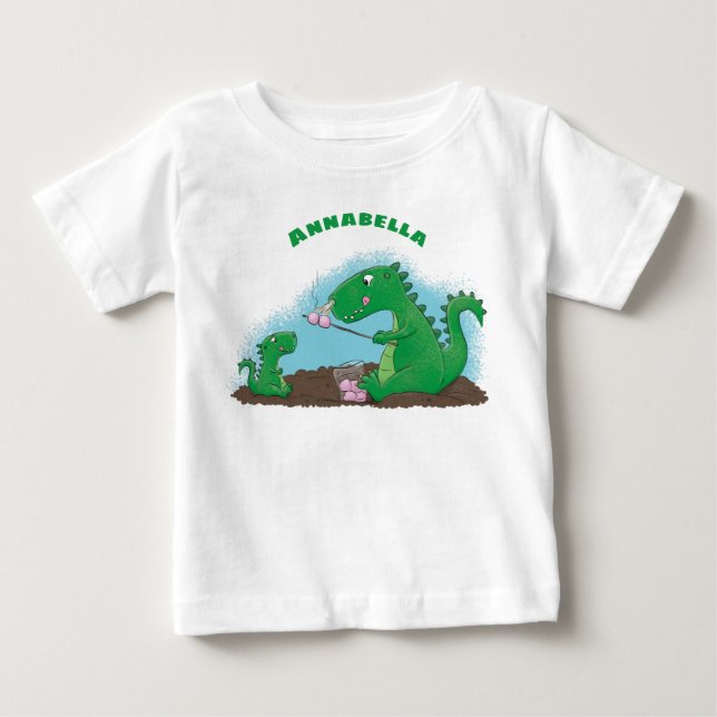 Tecknad för rostning av marshmallow för Cute-draka T Shirt (Framsida)