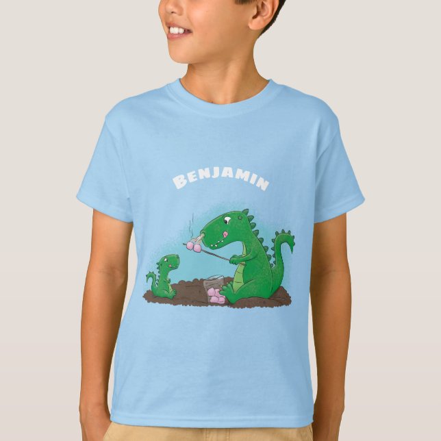 Tecknad för rostning av marshmallow för Cute-draka T Shirt (Framsida)