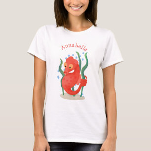 Tecknad för ruterröd pygmy-sjöhäst t shirt