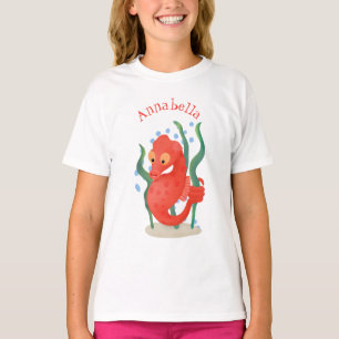 Tecknad för ruterröd pygmy-sjöhäst t shirt
