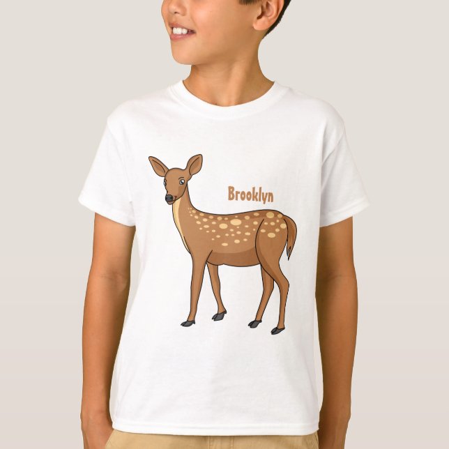 Tecknad för rutnätsfläckad hjort t shirt (Framsida)