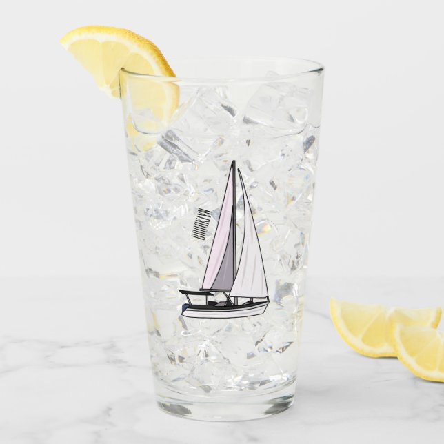 Tecknad för segelbåt glaskopp (Framsida Ice)