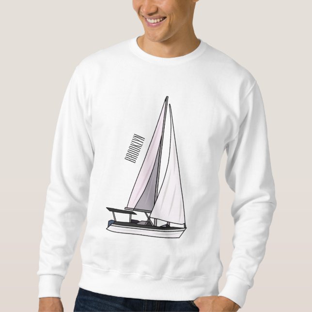 Tecknad för segelbåt lång ärmad tröja (Framsida)
