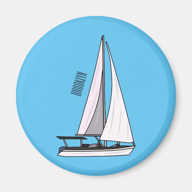 Tecknad för segelbåt magnet (Framsidan)