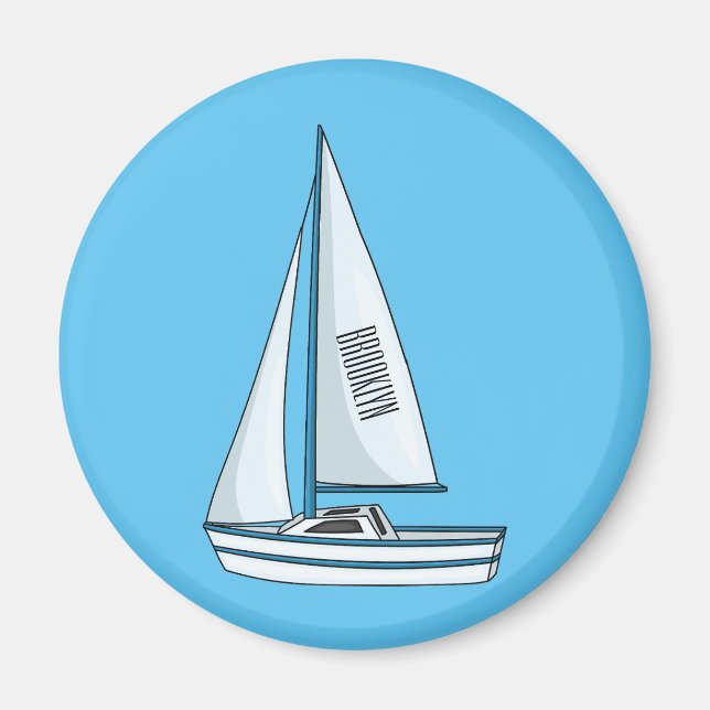 Tecknad för segelbåt magnet (Framsidan)