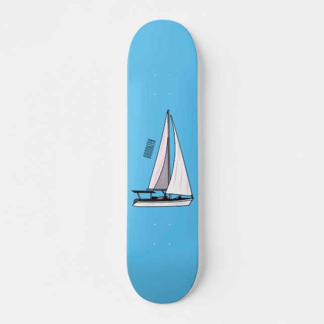Tecknad för segelbåt mini skateboard bräda 18,5 cm (Framsida)