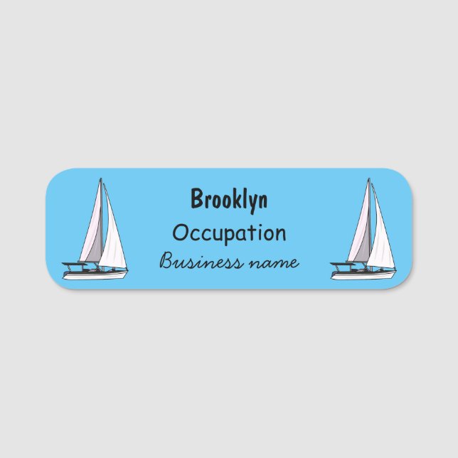 Tecknad för segelbåt namnbricka (Framsida)