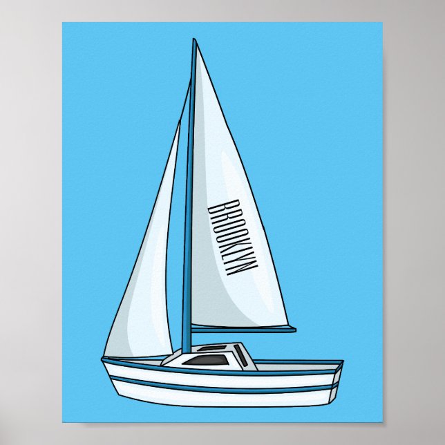 Tecknad för segelbåt poster (Framsidan)