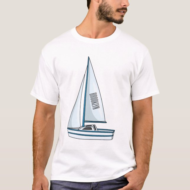 Tecknad för segelbåt t shirt (Framsida)