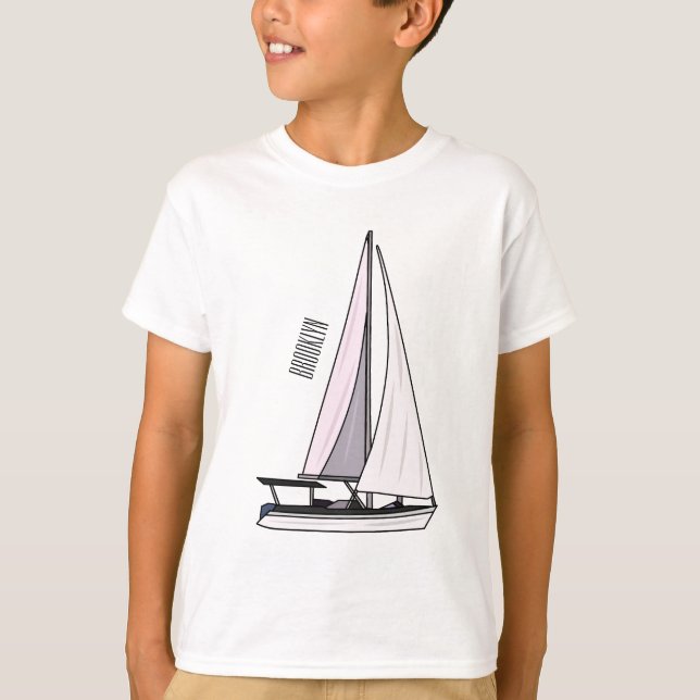 Tecknad för segelbåt t shirt (Framsida)