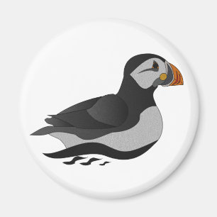 Tecknad för skadlig atlantisk Puffin Swimming Magnet