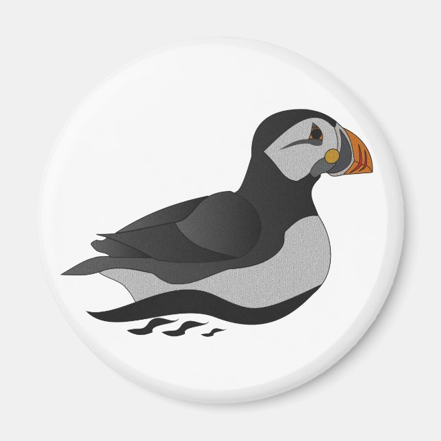 Tecknad för skadlig atlantisk Puffin Swimming Magnet (Framsidan)