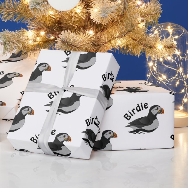 Tecknad för skadlig atlantisk Puffin Swimming Presentpapper (Helgdagar)