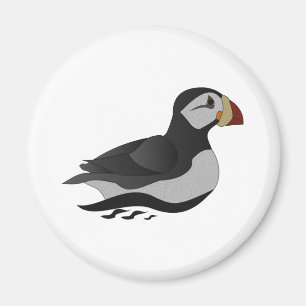 Tecknad för skadlig horned Puffin Swimming Magnet