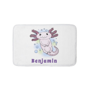 Tecknad för skadlig rosa med axolotl badrumsmatta
