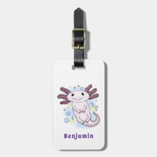 Tecknad för skadlig rosa med axolotl bagagebricka