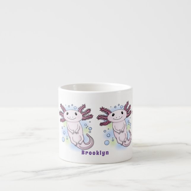 Tecknad för skadlig rosa med axolotl espressomugg (Framsidan)