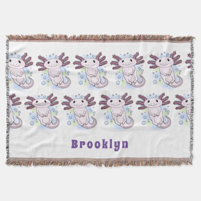 Tecknad för skadlig rosa med axolotl filt (Framsidan)