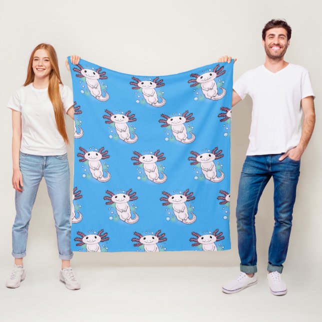 Tecknad för skadlig rosa med axolotl fleecefilt (På plats)