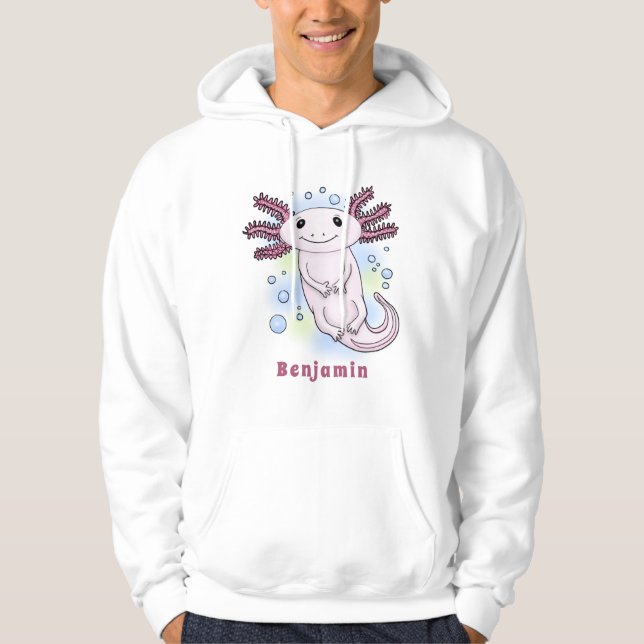 Tecknad för skadlig rosa med axolotl hoodie (Framsida)