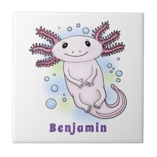 Tecknad för skadlig rosa med axolotl kakelplatta