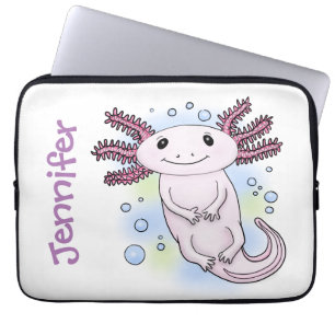 Tecknad för skadlig rosa med axolotl laptop fodral