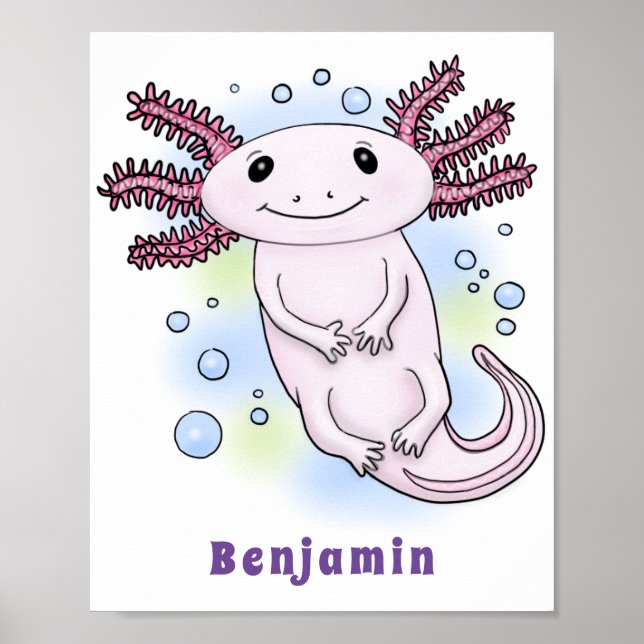 Tecknad för skadlig rosa med axolotl poster (Framsidan)