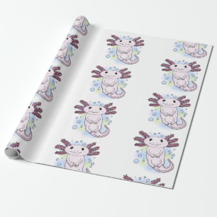Tecknad för skadlig rosa med axolotl presentpapper