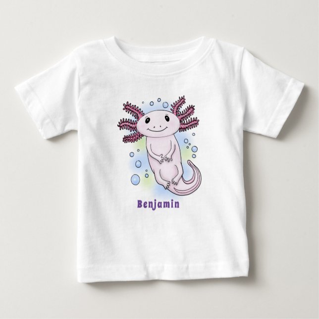 Tecknad för skadlig rosa med axolotl t shirt (Framsida)