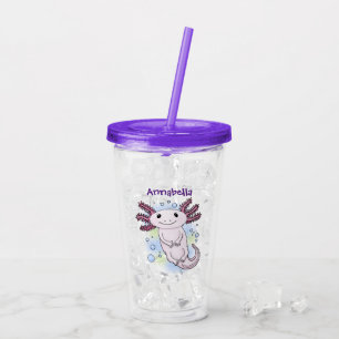Tecknad för skadlig rosa med axolotl take away mugg