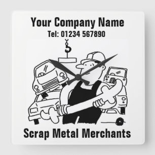 Tecknad för skräp Metall Merchants Fyrkantig Klocka