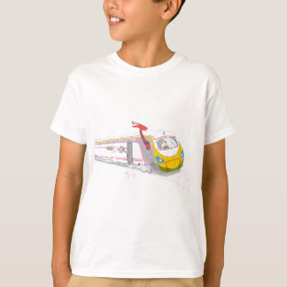 tecknad för snabbt tåg & försökskaningiraff t-shirt